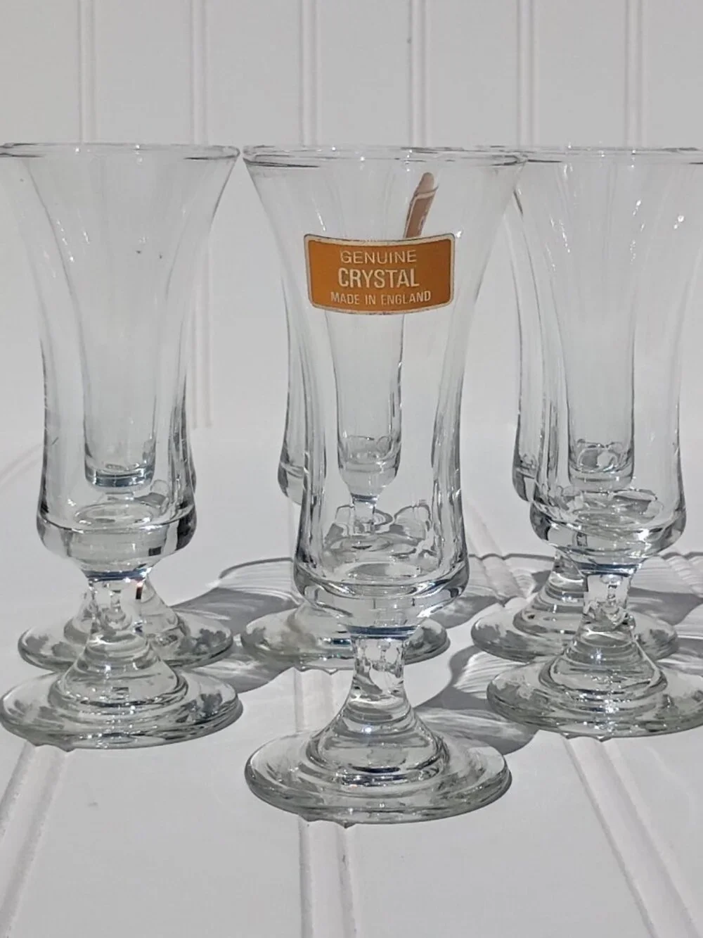Vintage Genuine Crystal Cordial Glasses Made in England Footed Shot Glass Set